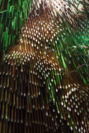 Colour photo of the interior of Barcaldine's Tree of Knowledge Memorial