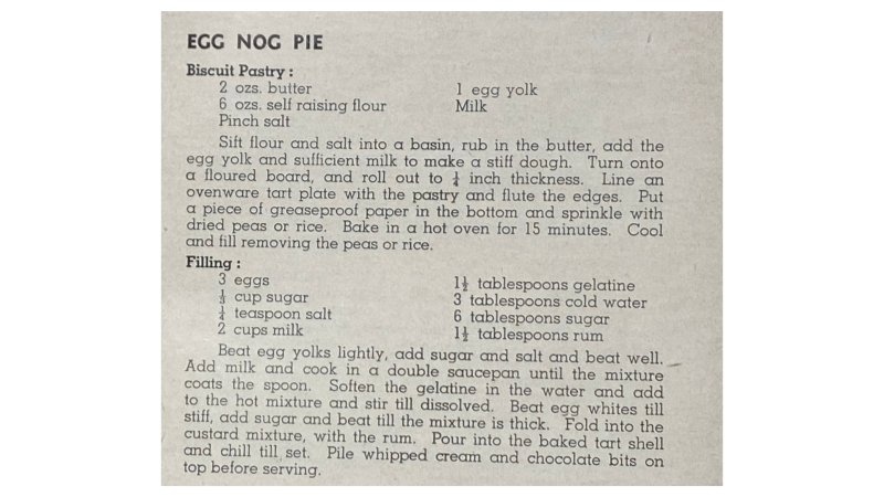 Egg Nog Pie recipe