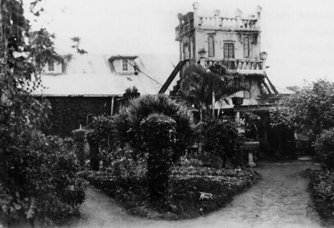 View of Paronella Park from the garden, ca. 1940.