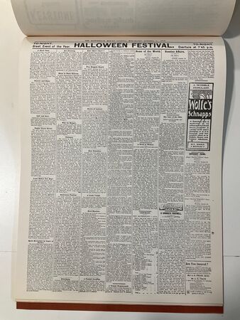 The headline and article promoting the event. Image of Ravenswood Mining Journal, 31 October 1906 as it appears in “Ravenswood : a report for the National Trust of Queensland / [By Ian Black and Company]”