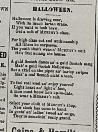 Advertisement for Murphy’s shop. Image reproduced from Ravenswood Mining Journal, 31 October 1906 as it appears in “Ravenswood : a report for the National Trust of Queensland / [By Ian Black and Company]”
