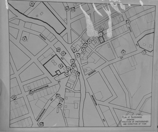 Map detailing angles from which various historical photographs were taken, Don Roderick. 