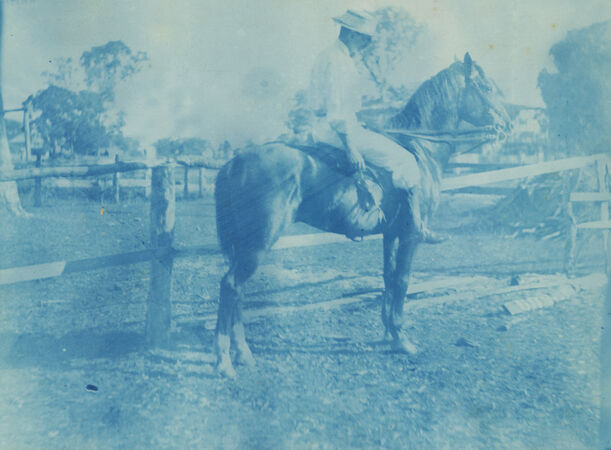 John Henry Paul Berthon on his horse Tom Thumb, winner of the first prize for ponies at the Cairns Agricultural Show in 1892.