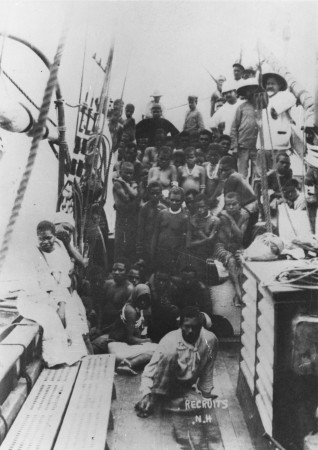 South Sea Islanders on a labour vessel, n.d.