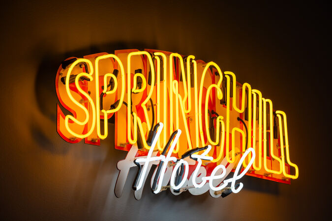 Springhill Hotel neon sign