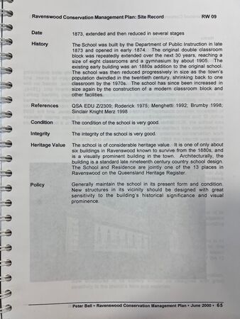 Ravenswood State School. From: “Ravenswood Conservation Management Plan: Report to Ravenswood Restoration and Preservation Association Incorporated” by Peter Bell, Historical Research Pty Ltd, Adelaide. 