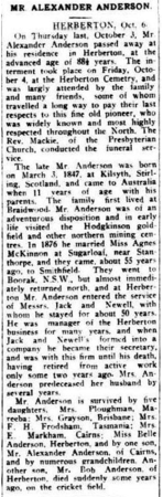 Obituary for Mr Alexander Anderson
