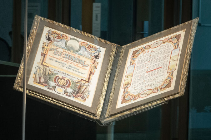 Illuminated address presented to the Honorable E. J. Stevens MLC