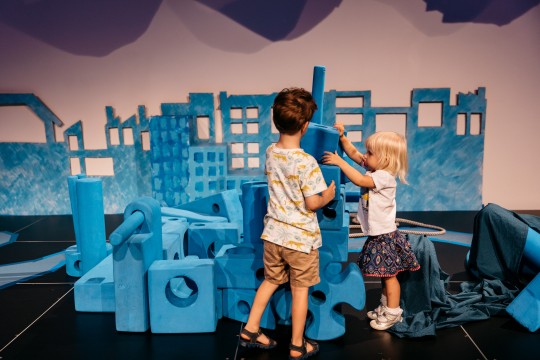 Children playing in the Imagination Playscape at State Library of Queensland. 