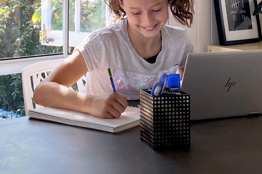 Girl studying at home