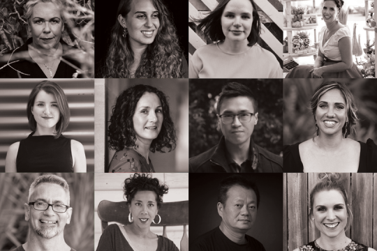 Tiled collage of images, all in black and white, of winners from the 2021 awards