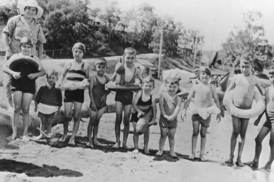Greek children in swimming costumes at Wellington Point Brisbane 14 January 1914 