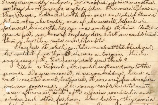 An aged piece of paper with cursive handwriting.