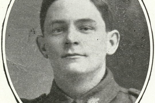 Black and white photo of B Wilkinson World War One soldier in uniform