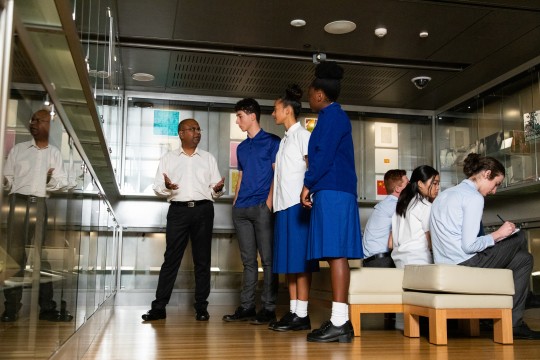 Students at State Library with teacher