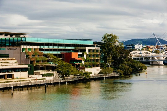 The State Library building from the opposite side of the Brisbane River.