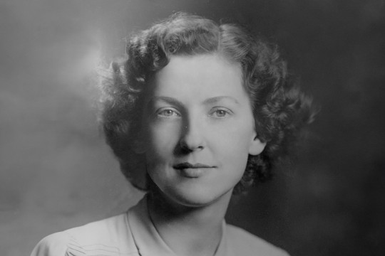 Black and white photograph of a young Christina Boughen.