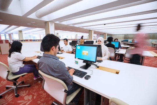 People using computers at the State Library of Queensland