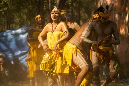 Scragg, Sarah. (n.d.). Dancers Performing at the Laura Aboriginal Dance Festival, 2009, Collection reference: 10183 Laura Aboriginal Dance Festival photographs.