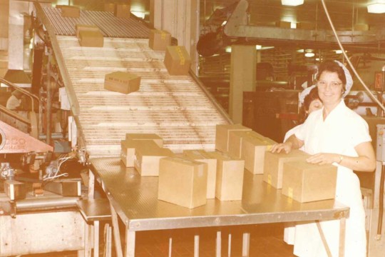 Peters Ice Cream worker Darlia Loula Argyris packing icecreams for dispatch at the Peters Ice Cream Factory West End in Brisbane 