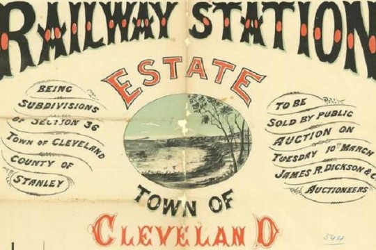 Railway Station Estate, Cleveland, showing a plan of allotments to be sold 9th September 1889