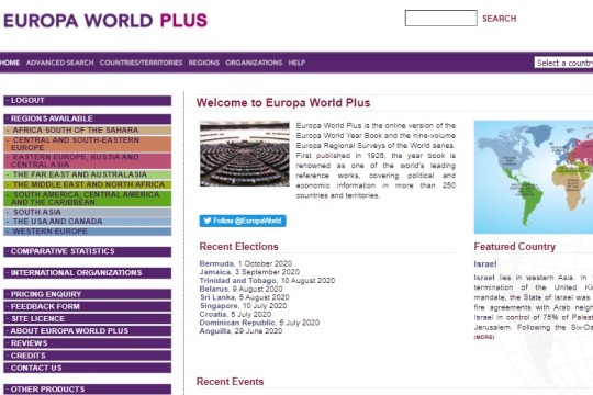 Image from Europa World Plus database home page