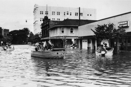 Flooded Edward Street during the 1974 Brisbane flood