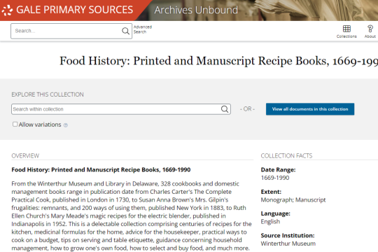 Food History database