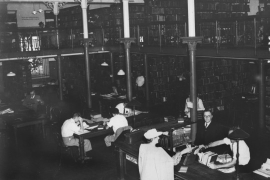 Inside the State Library of Queensland's Reading Room, ca. 1945, State Library of Queensland, Neg. 111814 Thumbnail