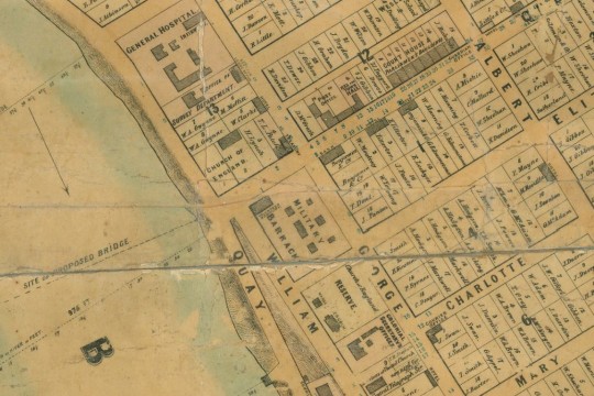 Brisbane map - details of V1-FL425131 Hams map of the city of Brisbane Queensland 1863