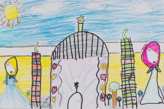 childrens drawing of a place of worship 