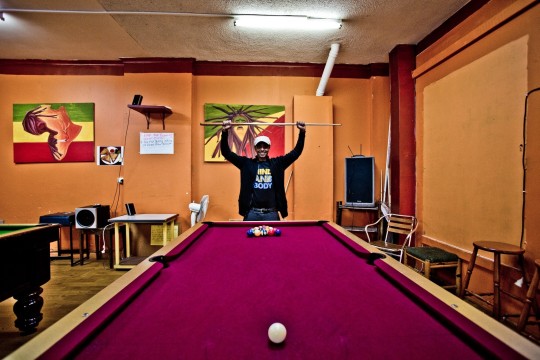Ozian Legesse playing pool Moorooka Queensland 2013
