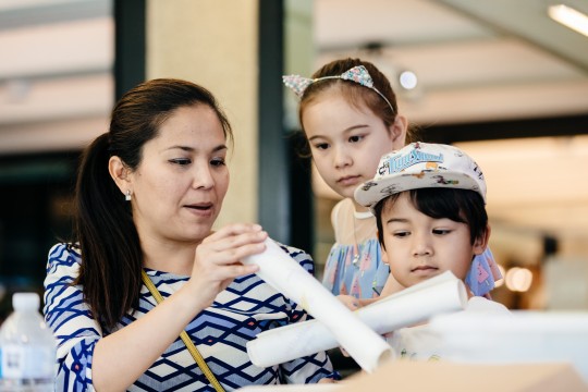 Family on a scavenger hunt