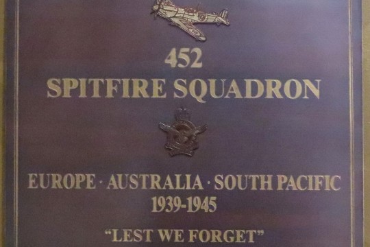 Plaque commemorating 452 Spitfire Squadron