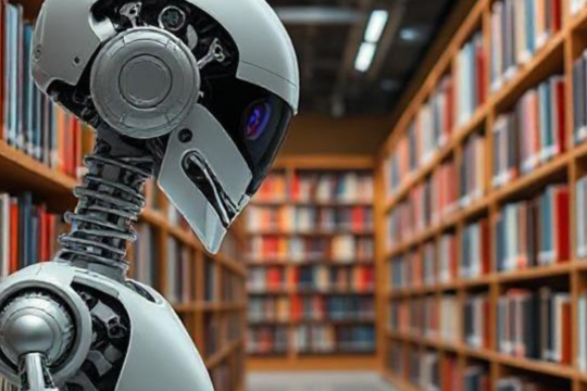 AI generated robot in the library