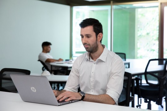 Man working on laptop