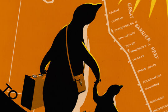 Off to the North for warmth tourism poster