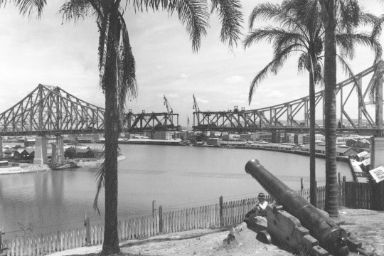 Construction is almost completed on the Story Bridge Brisbane October 1939