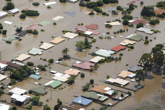 Houses in the Ipswich region underwater during the 2011 Queensland floods