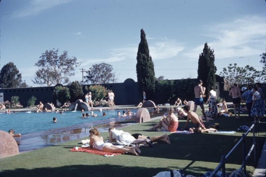 People relaxing by the swimming pool at the Oasis Gardens in Sunnybank