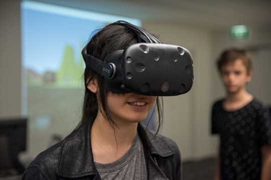 Young person using a VR headset
