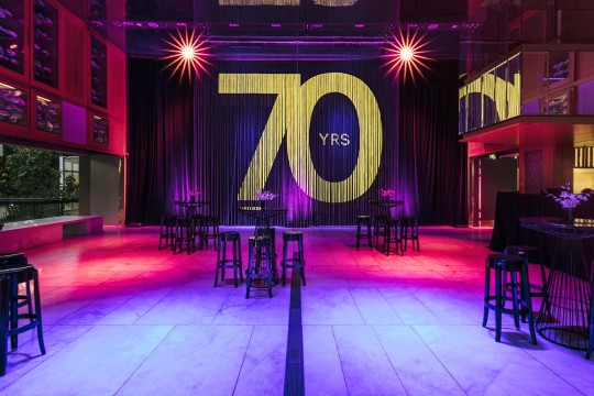 Queensland Terrace projection backdrop and lighting effects.