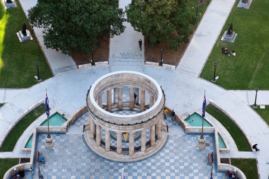 Aerial view of Anzac Square Brisbane