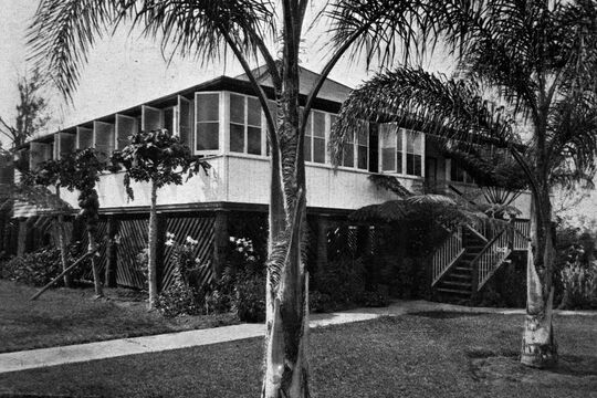 Queenslander home set in a tropical garden at Atherton, Queensland, 1929