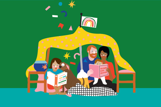 Illustration of families reading together