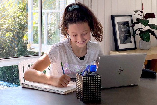 Student studying at home