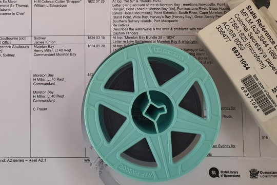 Microfilm reel and index for the Colonial Secretary Correspondence