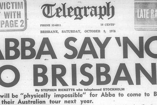 Front page of the Brisbane Telegraph newspaper 9 October 1976
