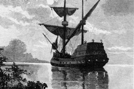 The Duyfken ship at anchor in Cape York