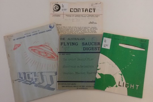 Selection of Queensland UFO related periodicals from State Library of Queenslands collection